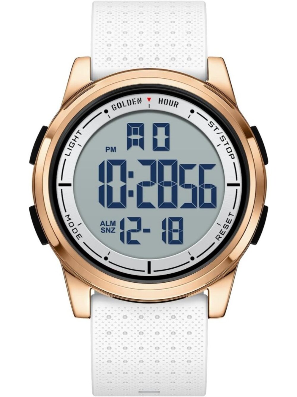 Men's White Rubber Strap Ultra-Thin Minimalist Sports Waterproof Digital Watch